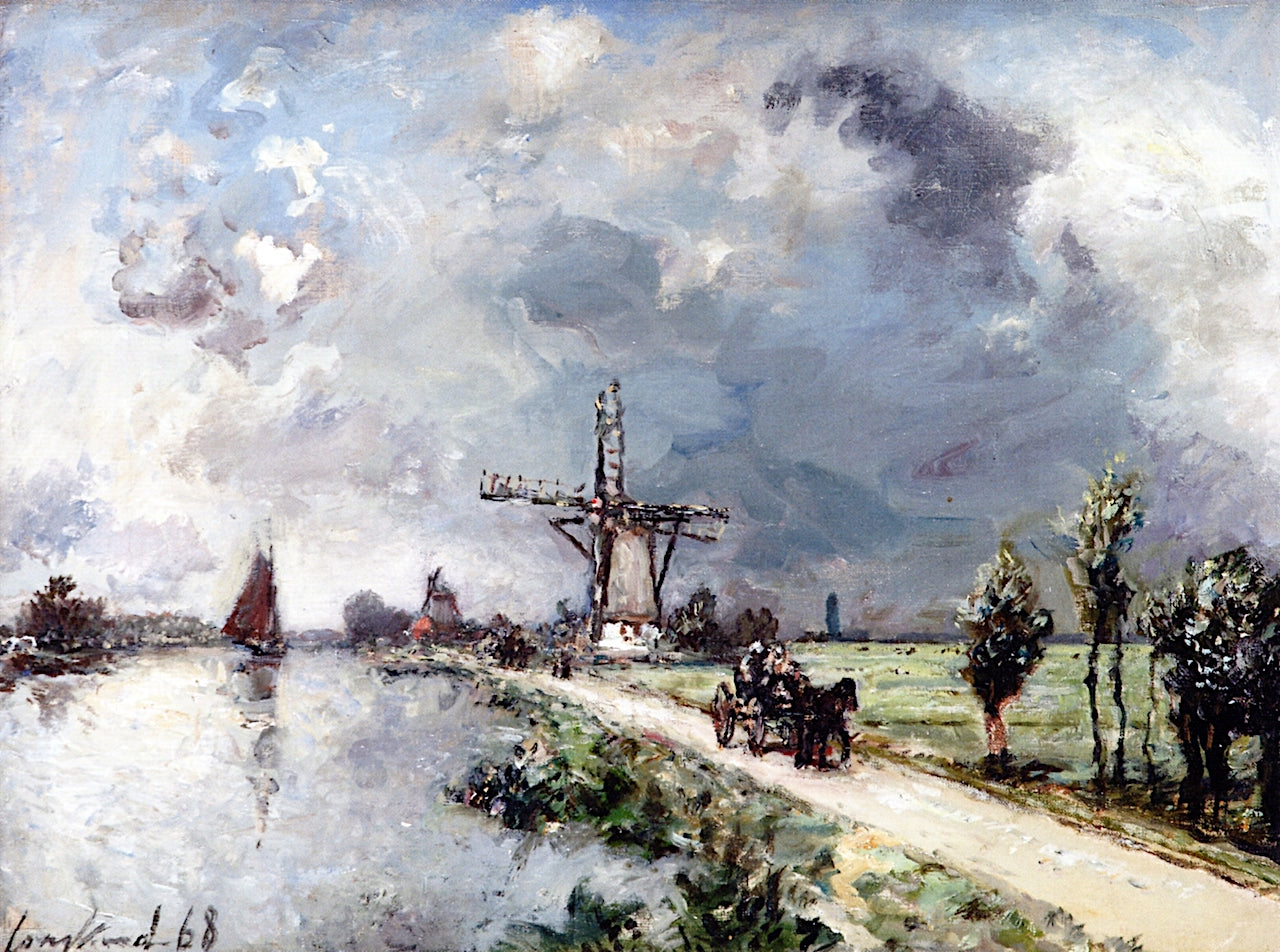 La route près de Rotterdam, effet de pluie, vintage artwork by Johan Barthold Jongkind, A3 (16x12") Poster Print