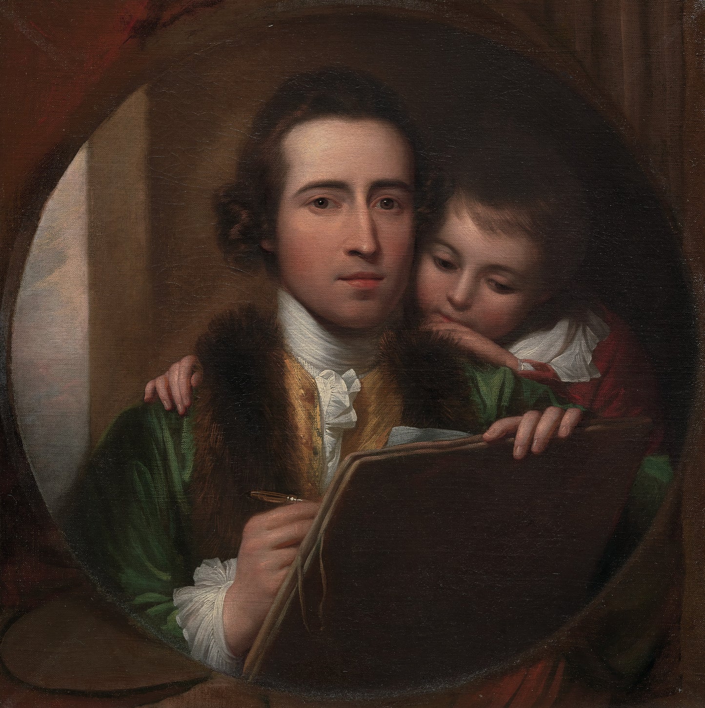The Artist and His Son Raphael, vintage artwork by Benjamin West, 12x8" (A4) Poster