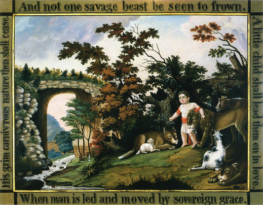 Peaceable Kingdom of the Branch, vintage artwork by Edward Hicks, 12x8" (A4) Poster