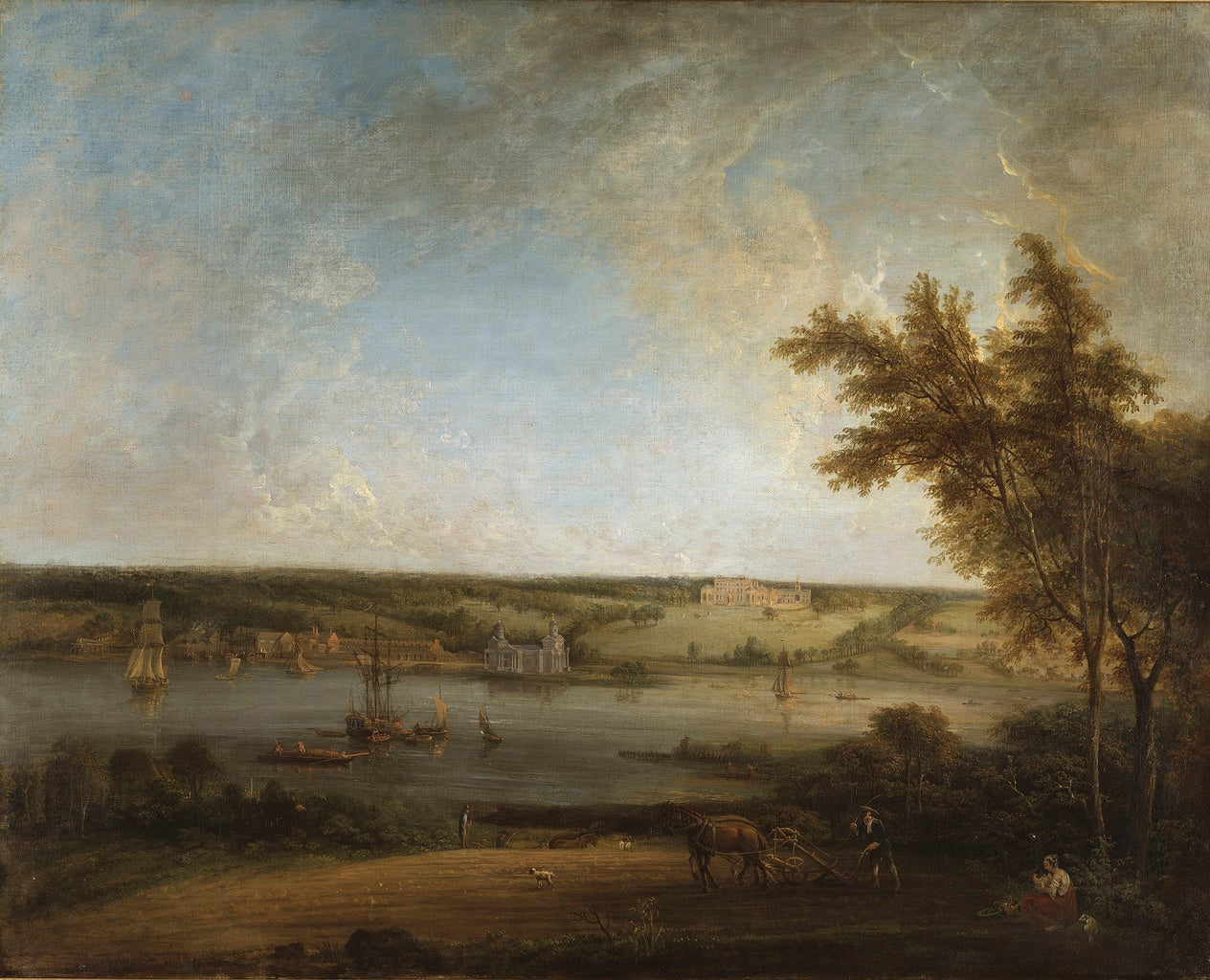 English Landscape from Mistley Hall, Essex, vintage artwork by Elias Martin, 12x8" (A4) Poster