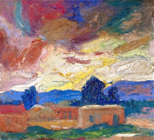 Sunrise over Mountains, vintage artwork by Albert Henry Krehbiel, 12x8" (A4) Poster