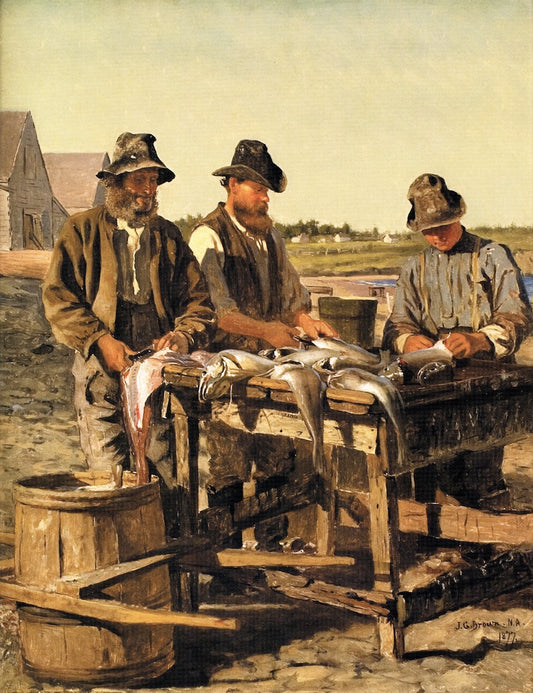 Cleaning the Catch, vintage artwork by John George Brown, 12x8" (A4) Poster