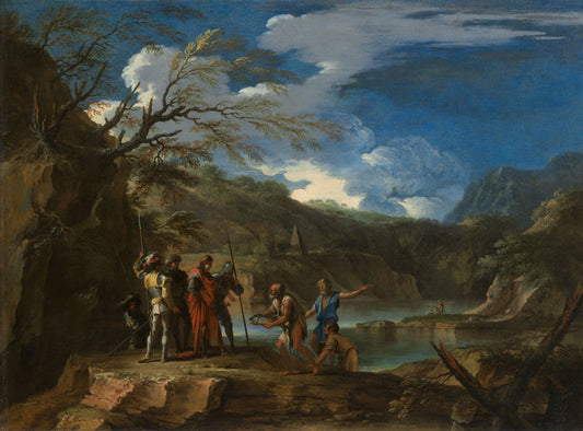 Polycrates and the Fisherman, vintage artwork by Salvator Rosa, 12x8" (A4) Poster