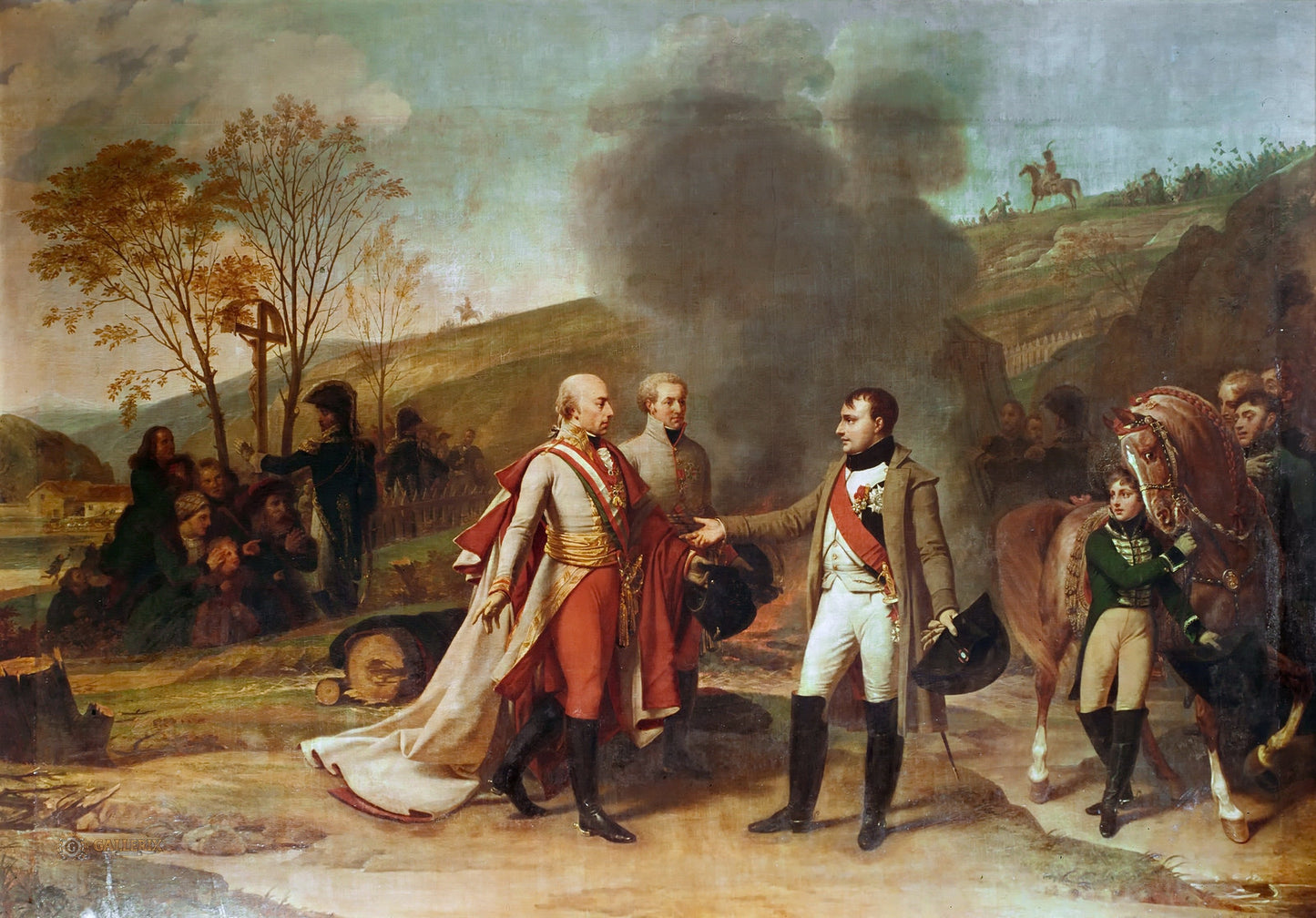 The Interview Between Napoleon I and Francis II after the Battle of Austerlitz, December 4, 1805, vintage artwork by Antoine-Jean Gros, 12x8" (A4) Poster