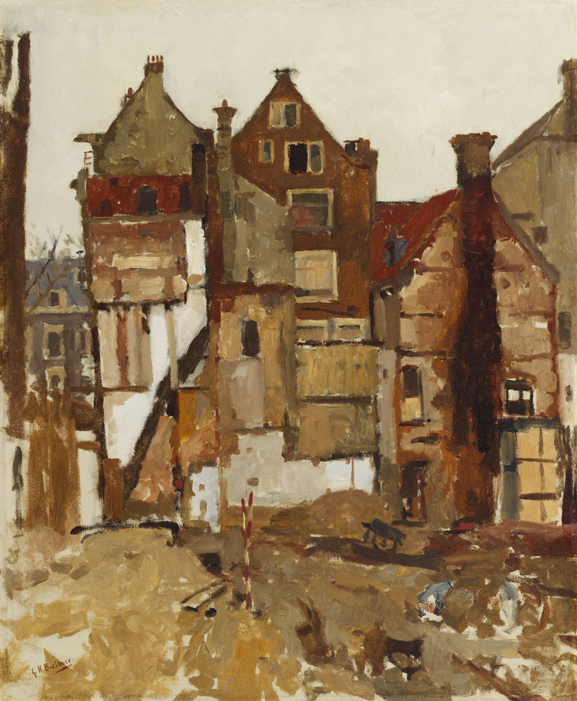 Demolition in the Oudezijds Achterburgwal, vintage artwork by George Hendrik Breitner, 12x8" (A4) Poster