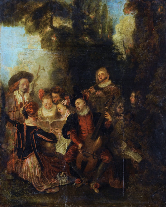 Pastoral Concert, vintage artwork by Jean-Antoine Watteau, 12x8" (A4) Poster