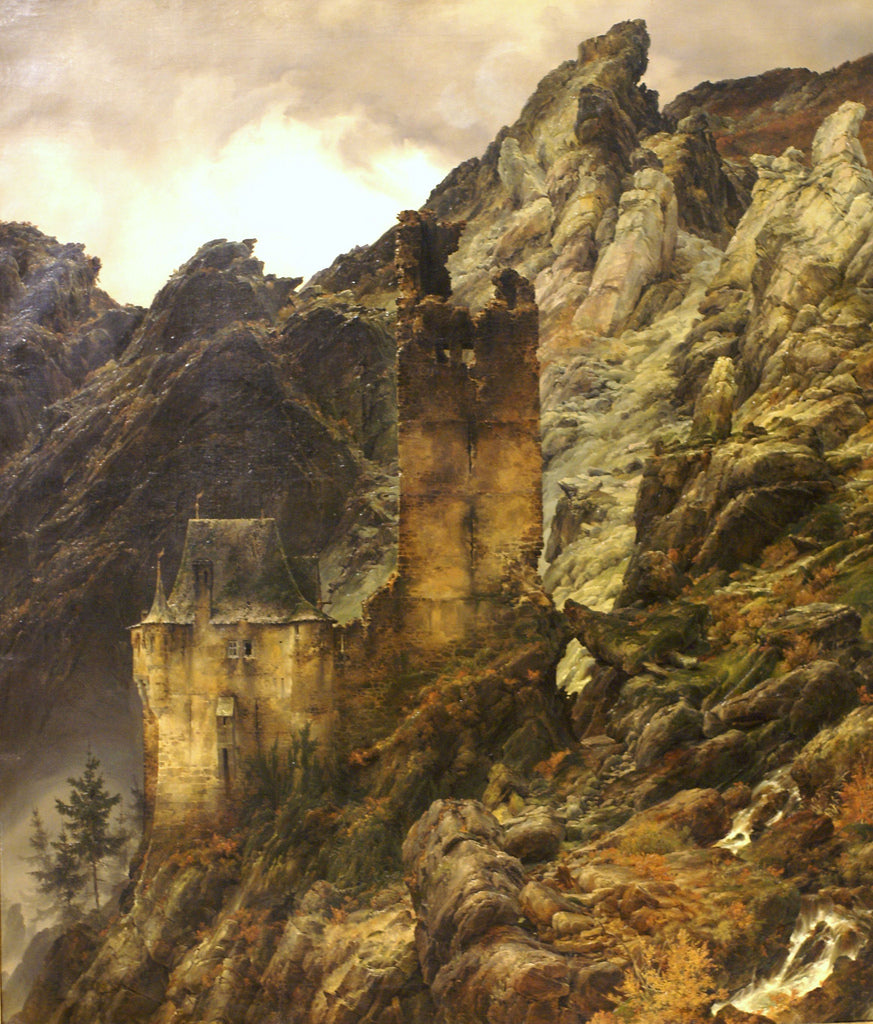 Castle on Hill, vintage artwork by Karl Friedrich Lessing, A3 (16x12") Poster Print