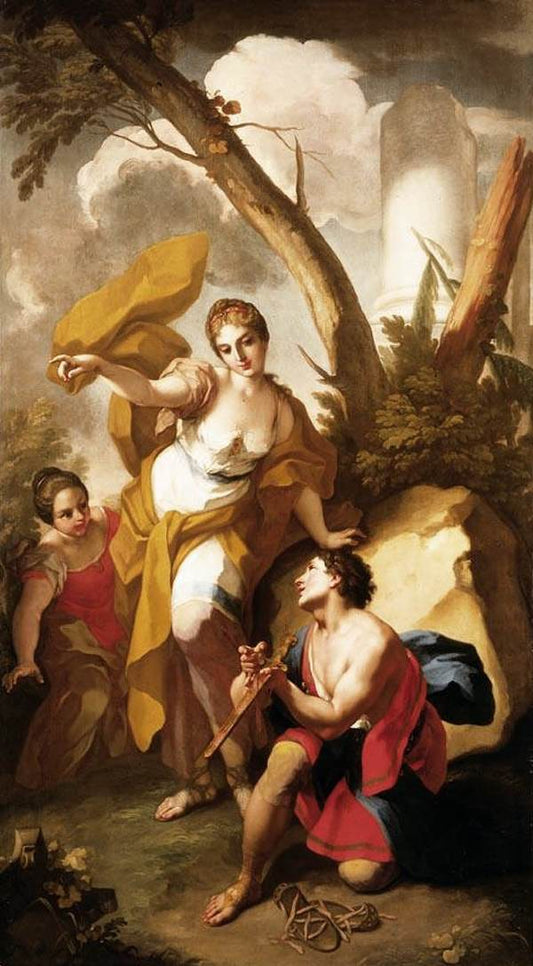 Theseus Discovering his Father's Sword, vintage artwork by Antonio Balestra, 12x8" (A4) Poster