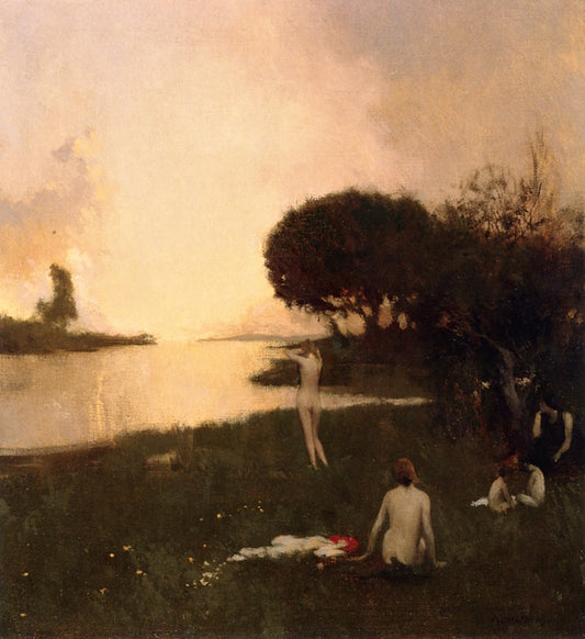 Nudes in the Landscape, vintage artwork by Arthur Matthews, 12x8" (A4) Poster