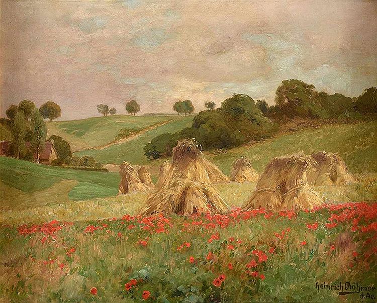 Poppy Field in Bloom by Heinrich Boehmer,A3(16x12")Poster