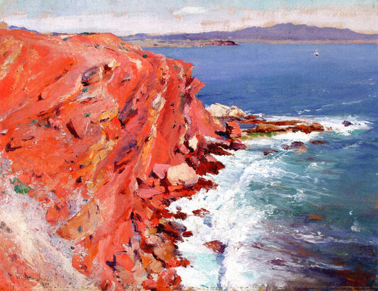 Red Rock, Saint Nazaire, vintage artwork by William Blair Bruce, 12x8" (A4) Poster