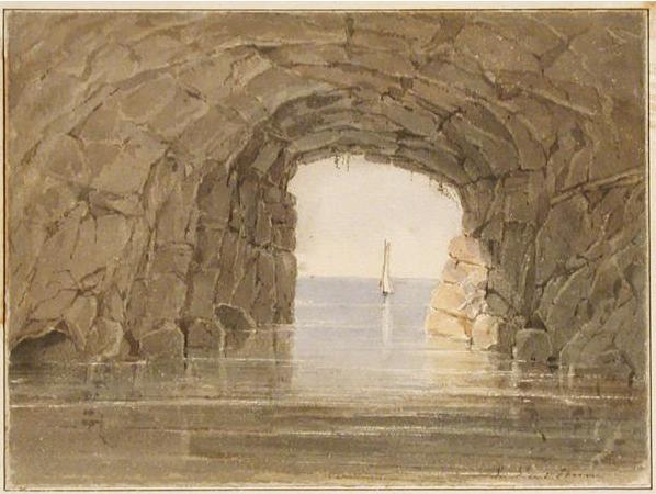 Cavern on Lake Superior, vintage artwork by Seth Eastman, A3 (16x12") Poster Print