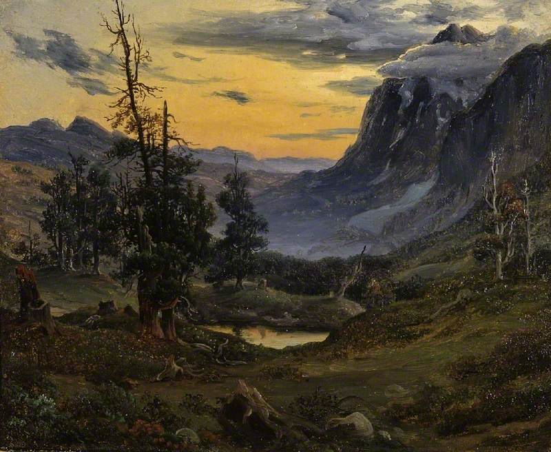Sunrise in the Wengeralp, vintage artwork by Thomas Fearnley, A3 (16x12") Poster Print