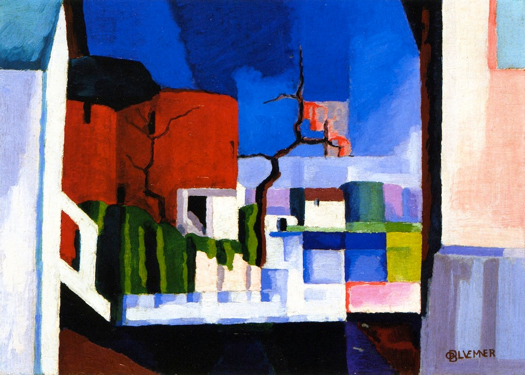 Old Canal, Red and Blue, vintage artwork by Oscar Bluemner, 12x8" (A4) Poster