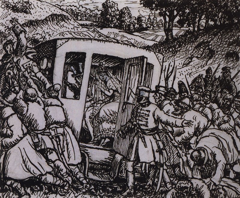 Attack on a Wedding Train by Boris Mikhailovich Kustodiev,16x12(A3) Poster