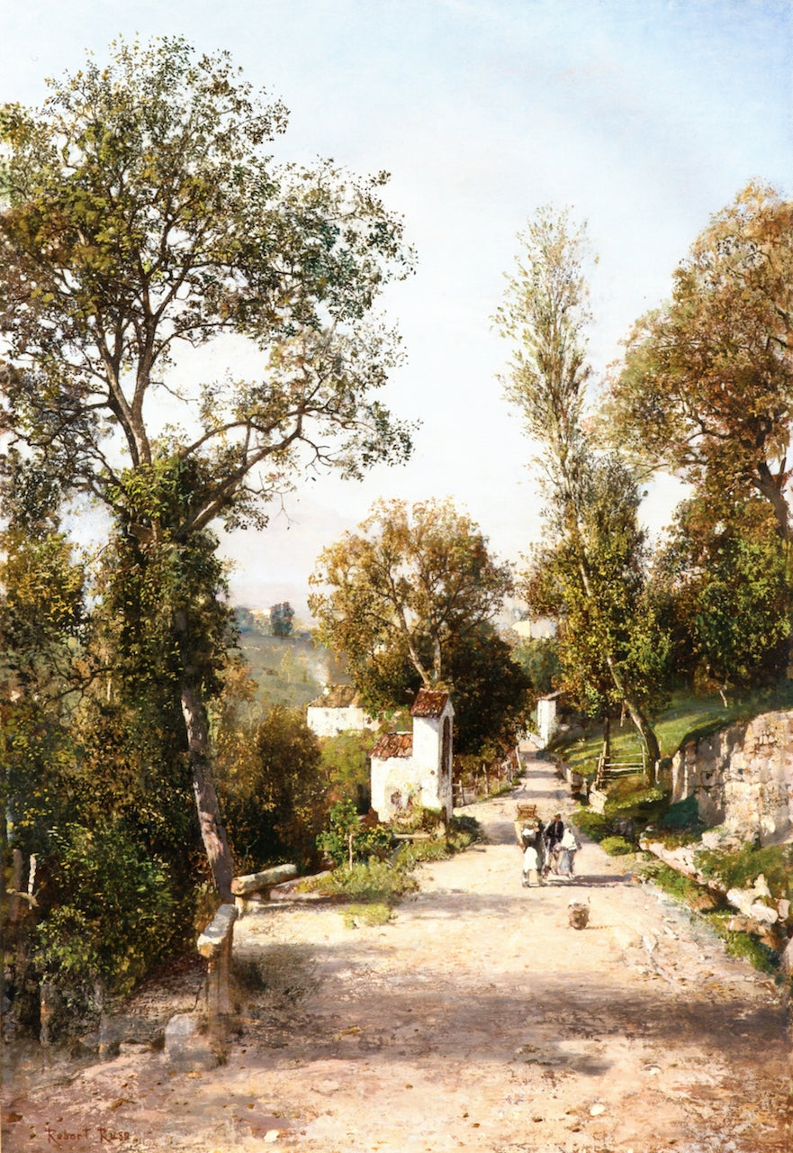 Landscape in South Tyrol, vintage artwork by Robert Russ, 12x8" (A4) Poster