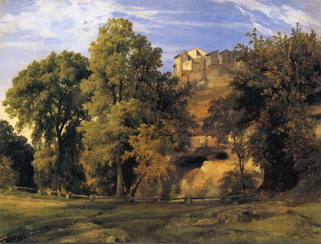 View of Marino, Morning, vintage artwork by Jacques-Raymond Brascassat, A3 (16x12") Poster Print