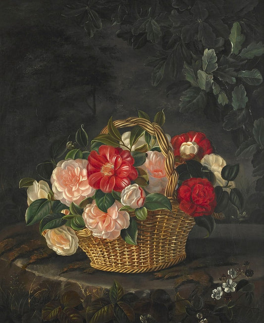 Roses in the basket, vintage artwork by Johan Laurentz (J.L.) Jensen, A3 (16x12") Poster Print