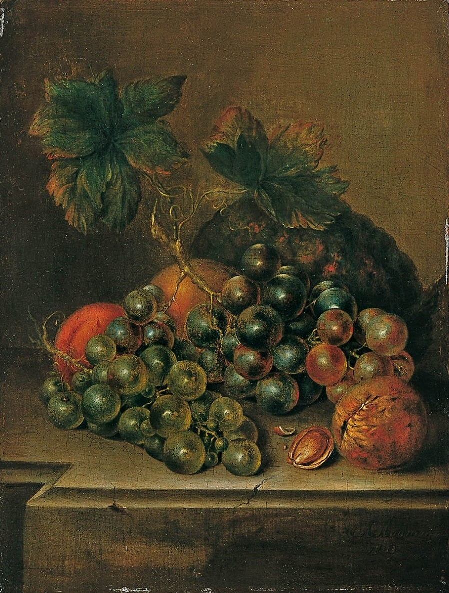 Still Life with Fruit and Nuts, vintage artwork by Adriana Johanna Haanen, A3 (16x12") Poster Print