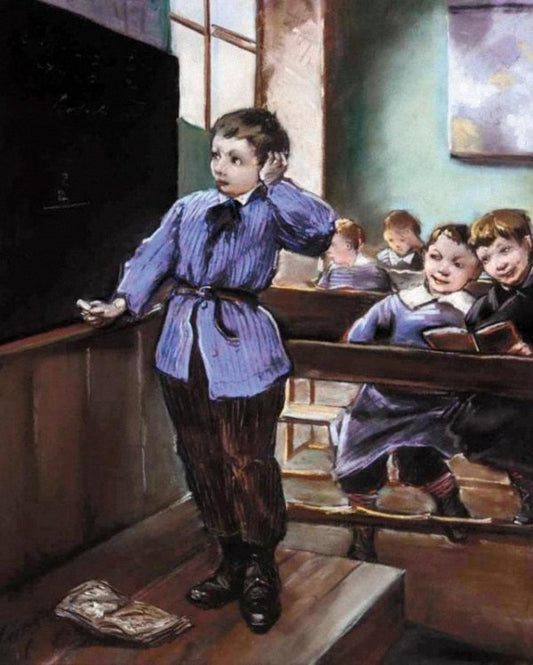 A difficult exercise, vintage artwork by Henri Jules Jean Geoffroy, 12x8" (A4) Poster