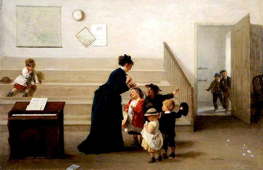 Interior of a Village School, vintage artwork by John Morgan, 12x8" (A4) Poster