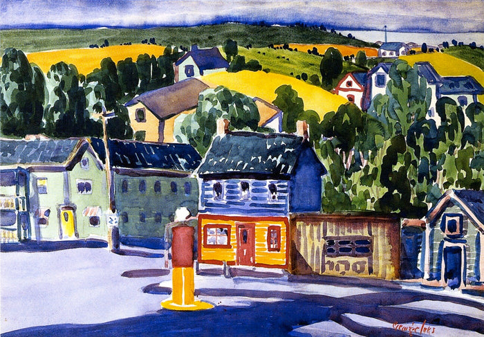 Gas Station, vintage artwork by George Luks, 12x8