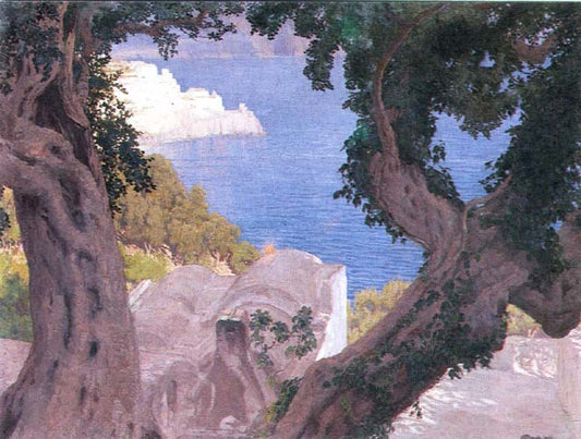 Breadfruit tree. Amalfi, vintage artwork by Edward Okuń, 12x8" (A4) Poster