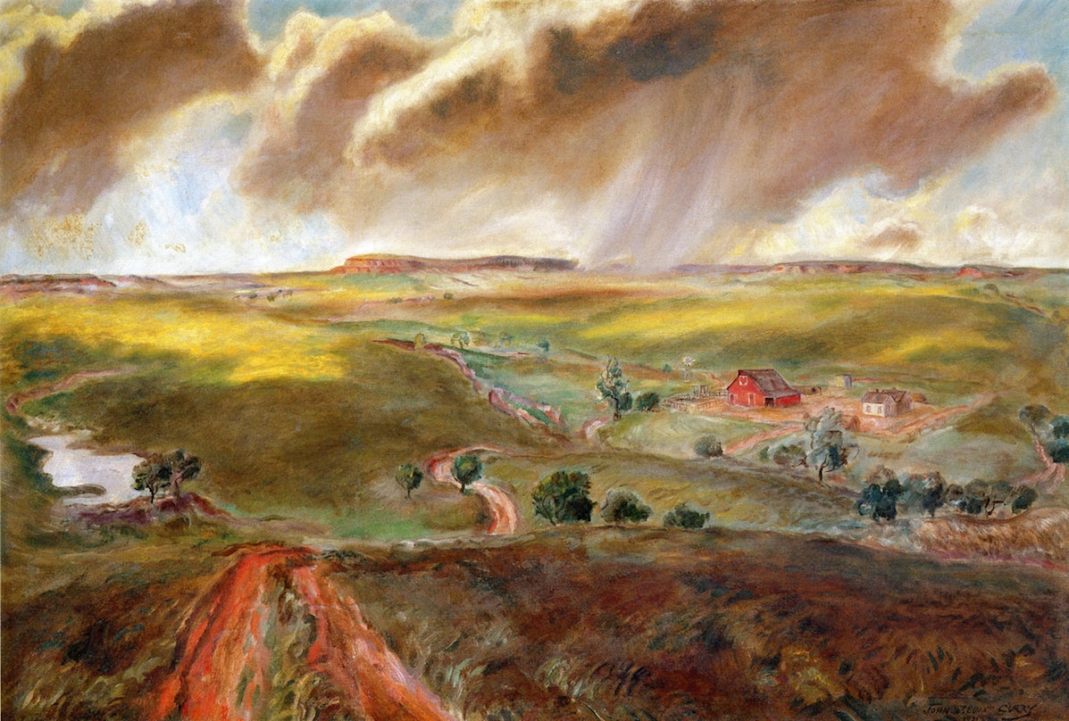 Spring Shower, vintage artwork by John Steuart Curry, 12x8" (A4) Poster