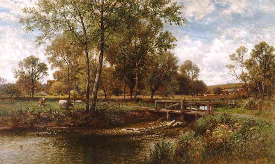 In the Meadow, Youngsbury, vintage artwork by Alfred Augustus Glendening Sr., 12x8" (A4) Poster