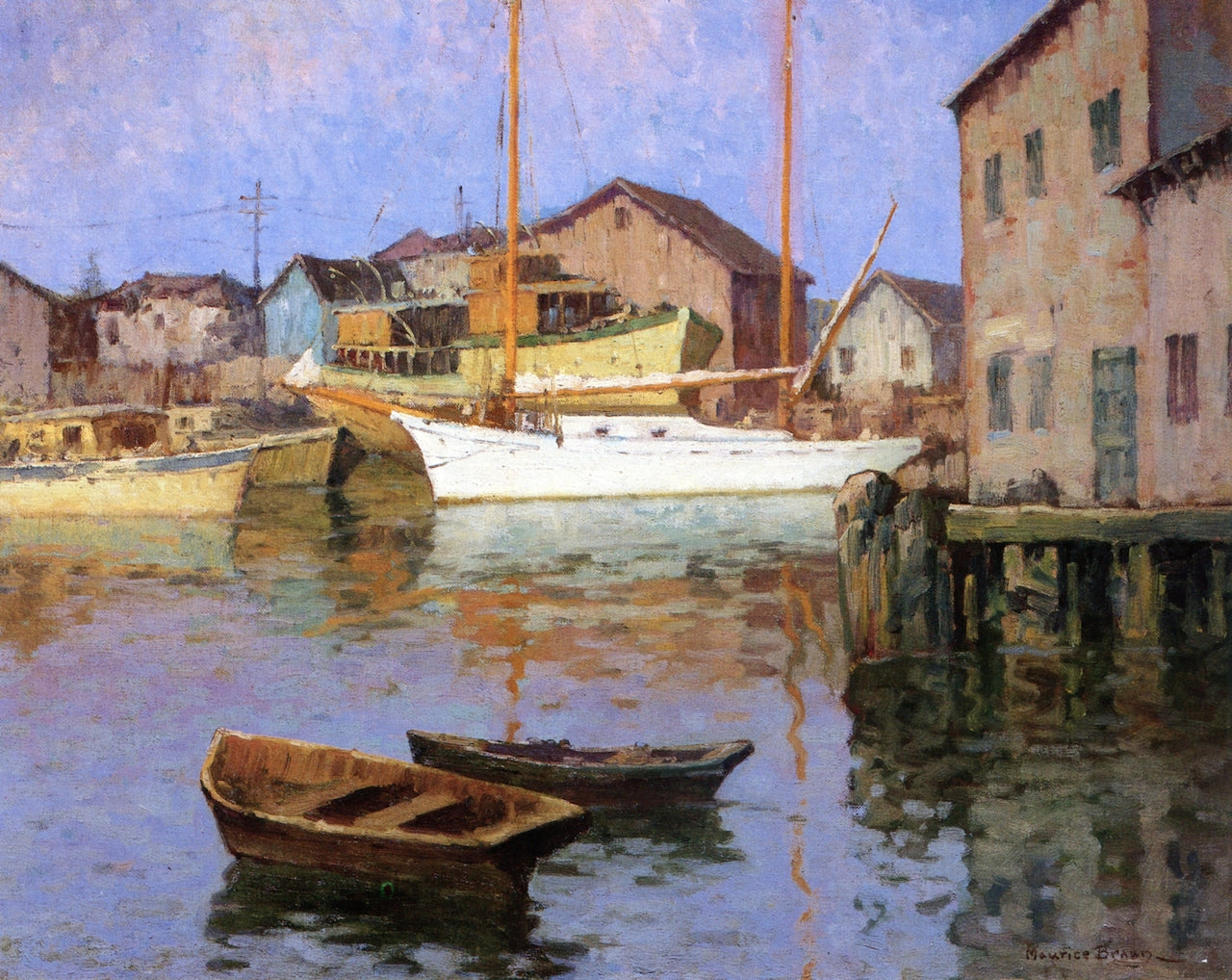 Harbor Scene by Maurice Braun,16x12(A3) Poster