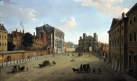 A View of Whitehall with the Banqueting House and the Holbein Gate, vintage artwork by Antonio Joli, 12x8" (A4) Poster