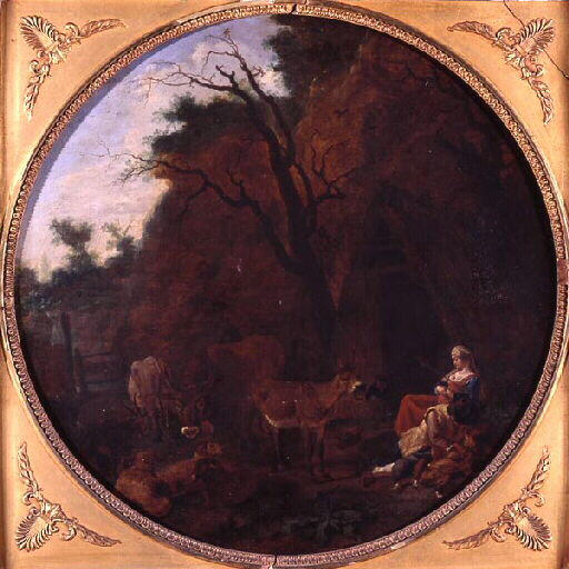 Pastoral Scene with a Sleeping Shepherd, vintage artwork by Jan Miel, 12x8" (A4) Poster