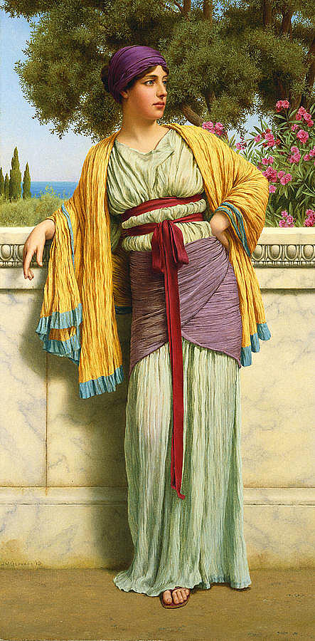 Cestilia, vintage artwork by John William Godward, 12x8" (A4) Poster