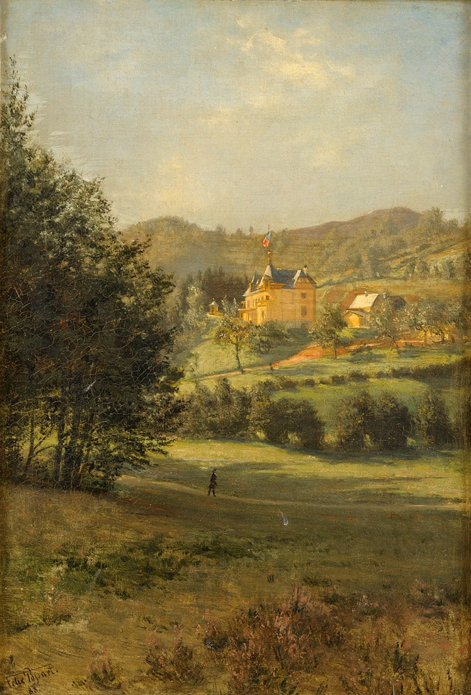 Summer Landscape with Castle, vintage artwork by Felix Possart, 12x8" (A4) Poster