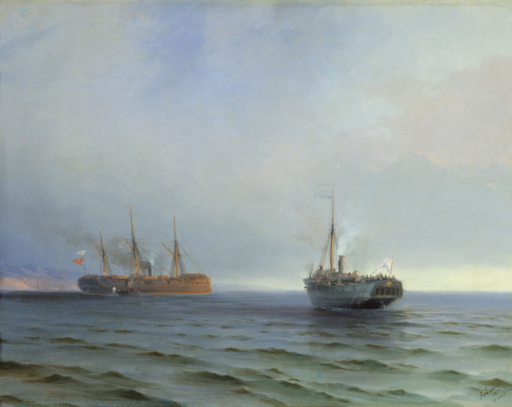 The Capture of a Turkish Warship on the Black Sea, vintage artwork by Ivan Constantinovich Aivazovsky, A3 (16x12") Poster Print