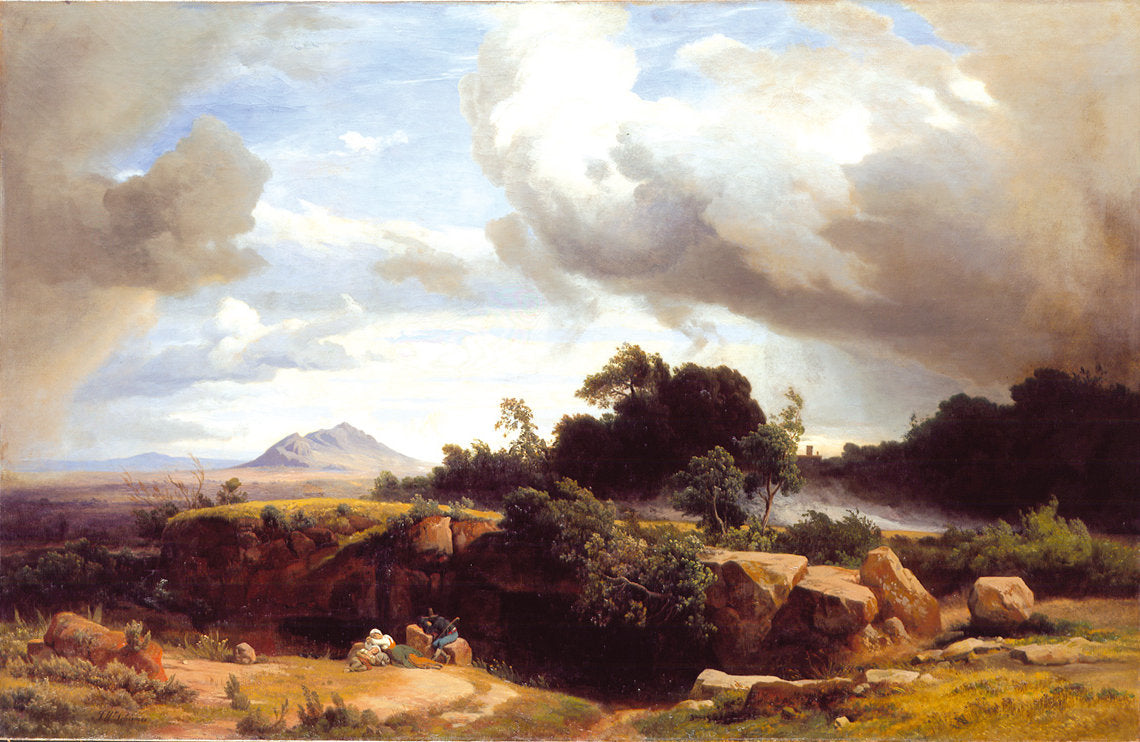 Coming Thunderstorm in the Roman Campagna, vintage artwork by Johann Wilhelm Schirmer, A3 (16x12") Poster Print