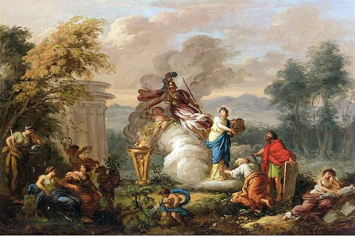 Minerva and Urania, vintage artwork by Jean-Jacques Lagrenee, 12x8" (A4) Poster