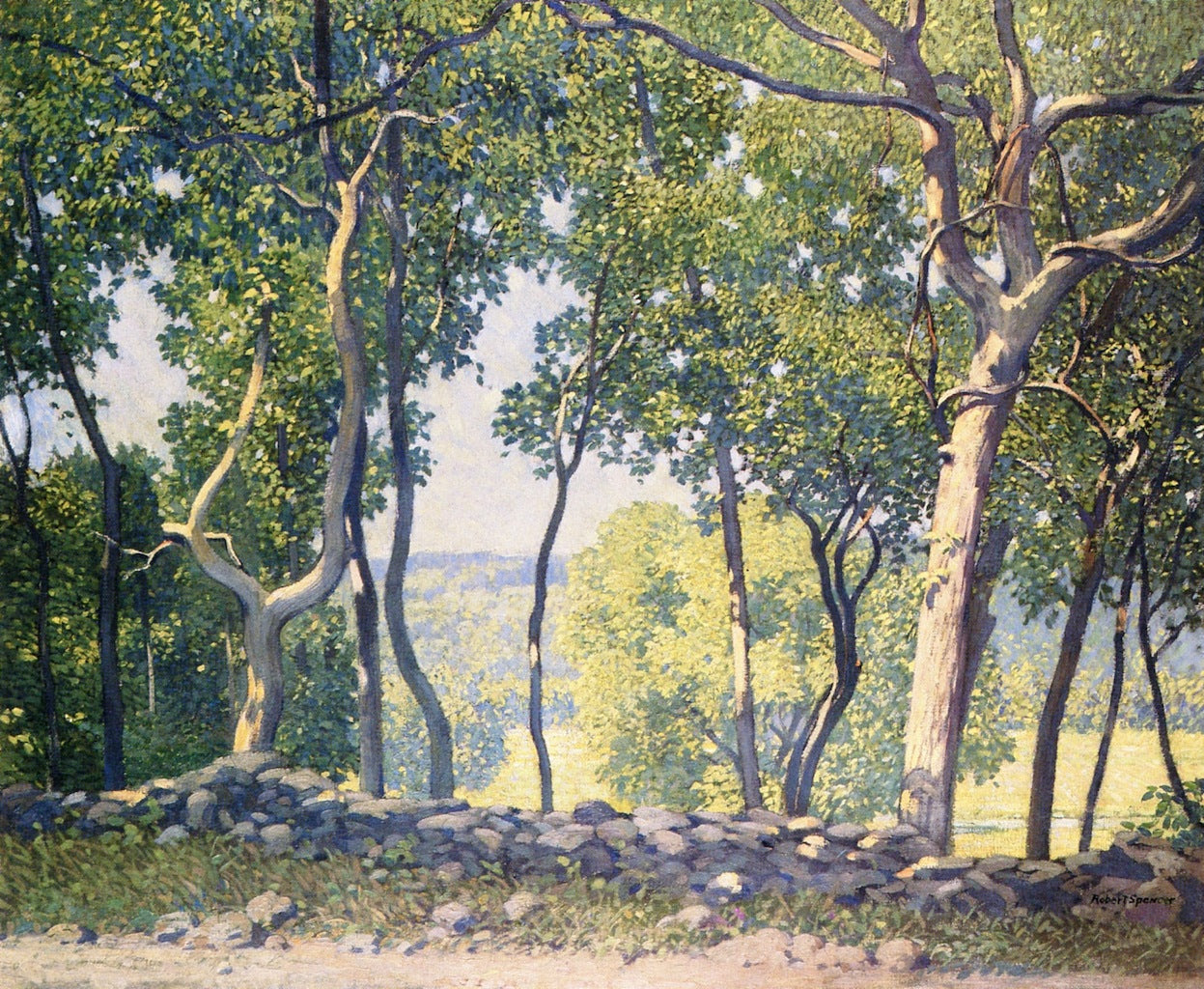 The Stone Wall, vintage artwork by Robert Spencer, 12x8" (A4) Poster
