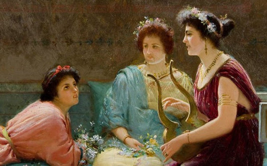 Pompeiian Love Song (detail), vintage artwork by Edouardo Ettore Forti, 12x8" (A4) Poster