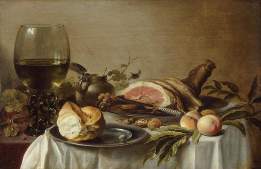 Breakfast with Ham, vintage artwork by Pieter Claesz, 12x8" (A4) Poster