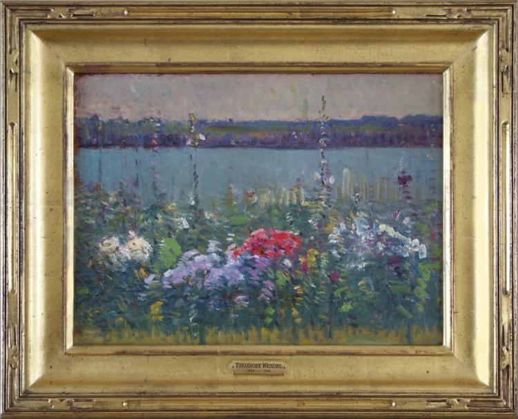 Hollyhocks by Theodore Wendel,A3(16x12")Poster