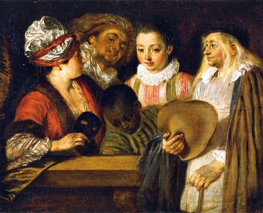 The Coquettes, vintage artwork by Jean-Antoine Watteau, 12x8" (A4) Poster