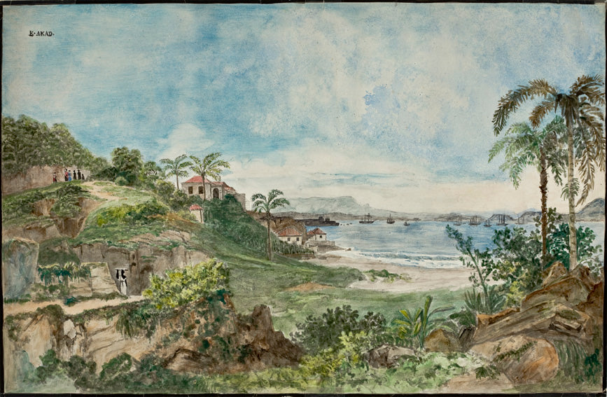 Landscape of Guanabara Bay, vintage artwork by Thomas Ender, A3 (16x12") Poster Print