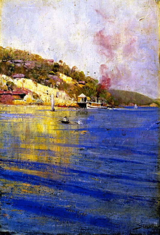 The Point Wharf, Mosman Bay, vintage artwork by Sir Arthur Streeton, 12x8" (A4) Poster