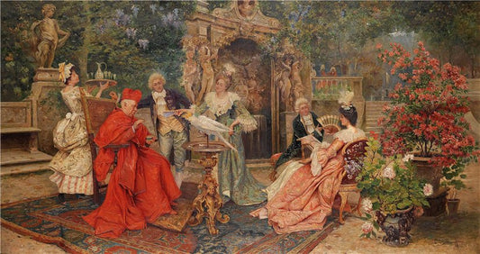 A Visit to His Eminence, vintage artwork by Lorenzo Cecconi, 12x8" (A4) Poster