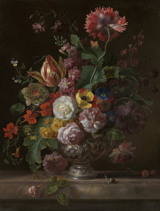 A Bouquet of Flowers, vintage artwork by Jakob Bogdány, 12x8" (A4) Poster