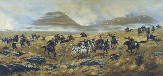 Russian Dragoons Pursuing Turks, vintage artwork by Aleksei Danilovich Kivshenko, 12x8" (A4) Poster