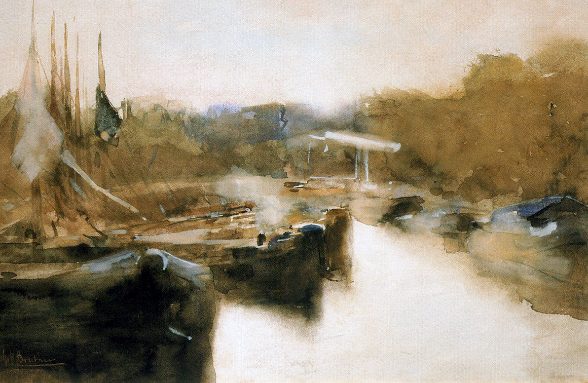 Moored ships in city canal by George Hendrik Breitner,A3(16x12")Poster
