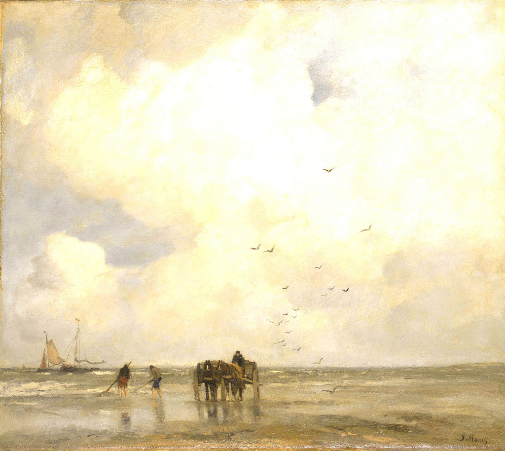 Shell Fishers, vintage artwork by Jacob Maris, 12x8" (A4) Poster