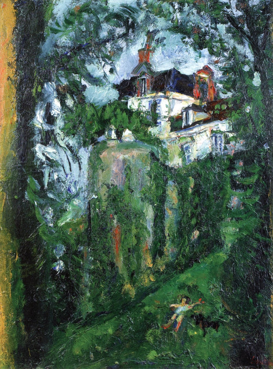 Girl and Dog, House and Buttress, vintage artwork by Chaim Soutine, 12x8" (A4) Poster